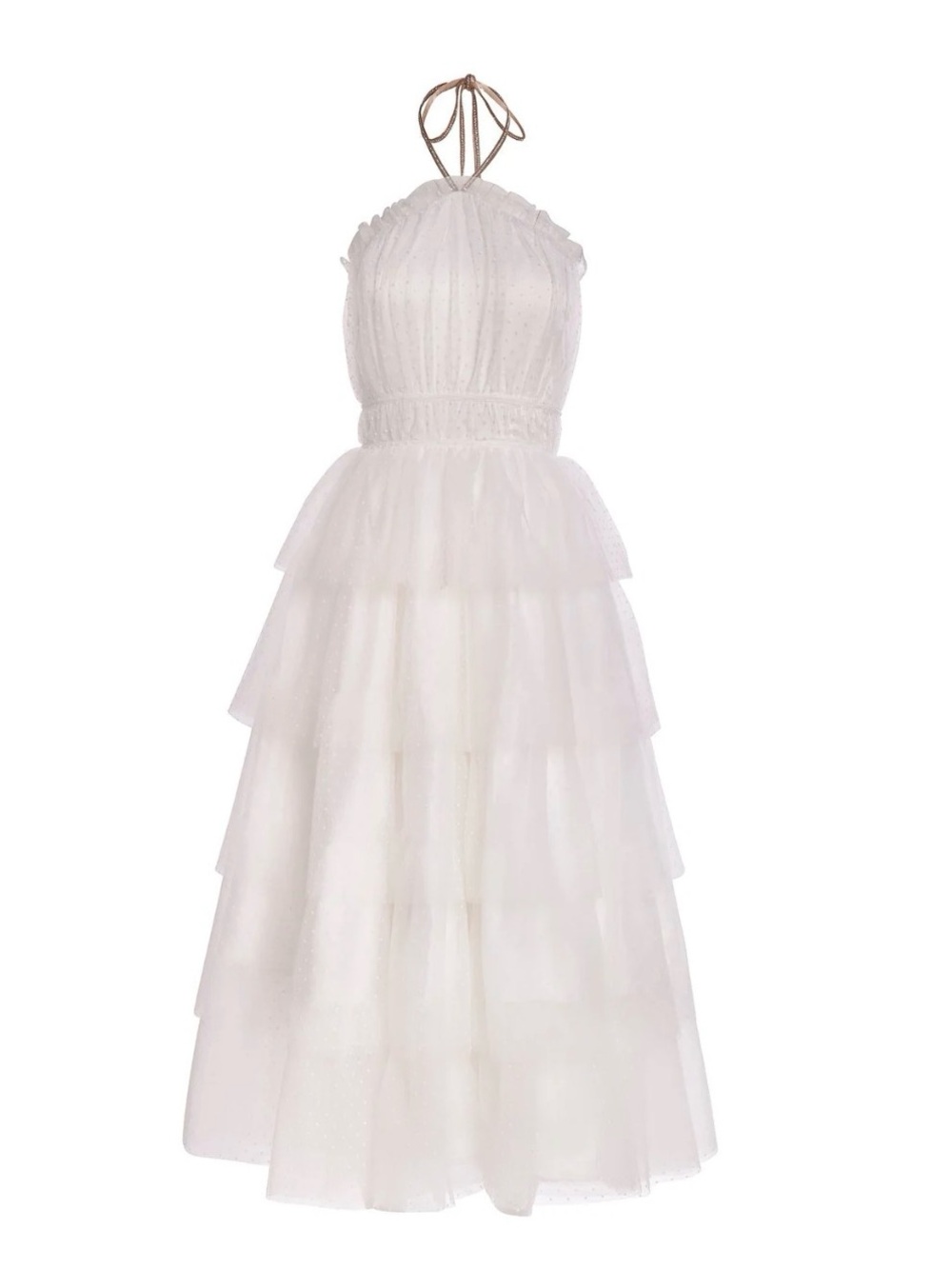 Alamour The Label White Halter Tiered Tulle Dress for Girls